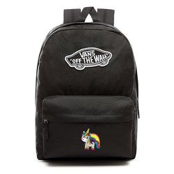 Plecak szkolny sportowy VANS Realm Backpack czarny VN0A3UI6BLK + Custom Jednorożec Tęcza