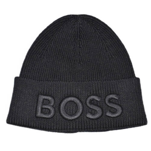 Czapka zimowa bawełniana Hugo Boss Beanie Afox Black - 50497967-001