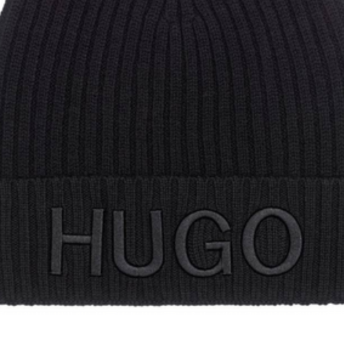 Czapka zimowa beanie Hugo Boss wełniana czarna - 50495778-001