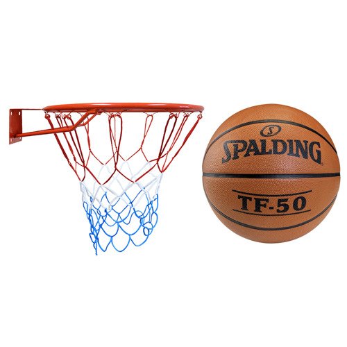 Obręcz do kosza Kimet Euro Standard 45 cm + Piłka do koszykówki Spalding TF-50 