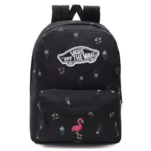 Plecak szkolny VANS Realm Backpack czarny kwiaty Custom Flaming