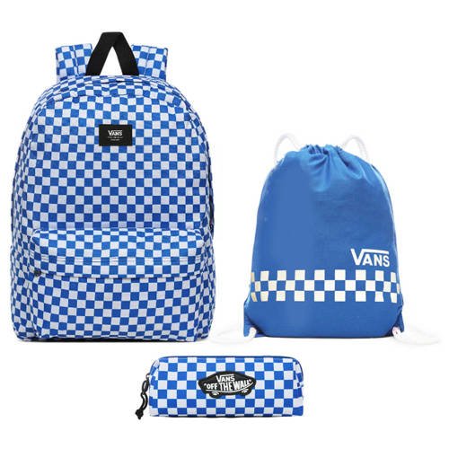 Plecak szkolny Vans Old III Skool Victoria Blue Check + Worek + Piórnik