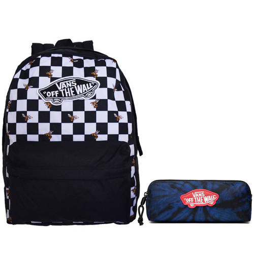 Plecak szkolny młodzieżowy VANS Realm Bee Checkerboard + piórnik OTW