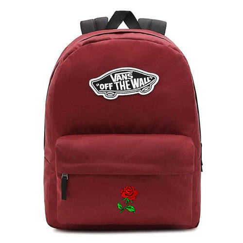 Plecak szkolny młodzieżowy Vans Realm Backpack bordowy Custom rose róża