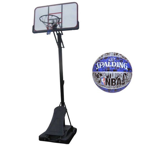 Zestaw kosz do koszykówki regulowany konstrukcja Spartan + Piłka Spalding NBA