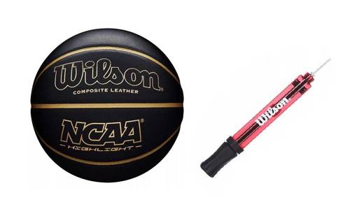 Wilson NCAA Highlight Gold Indoor / Outdoor Basketball - WTB067519XB07 + Pump
